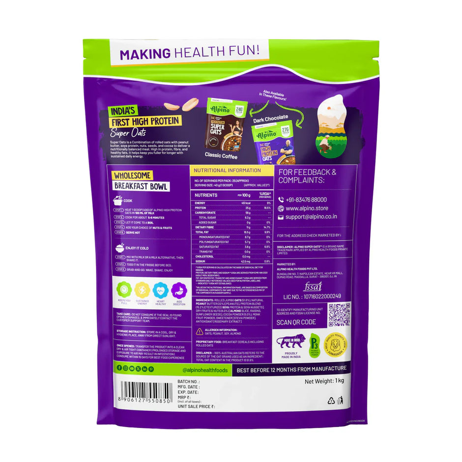Alpino Super Rolled Oats | 25gm  (Pack ok 2)