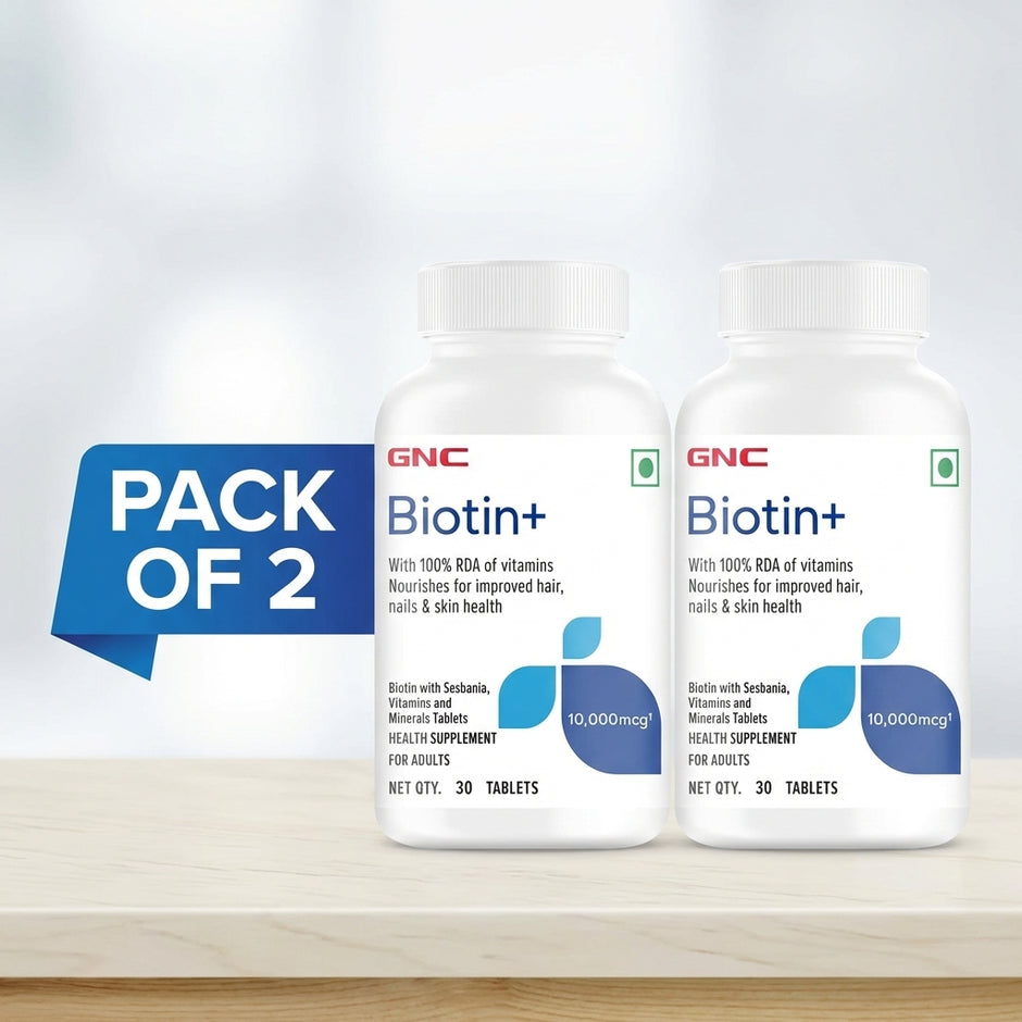 GNC Biotin 10000mcg Pack of 2 | 60 Tablets