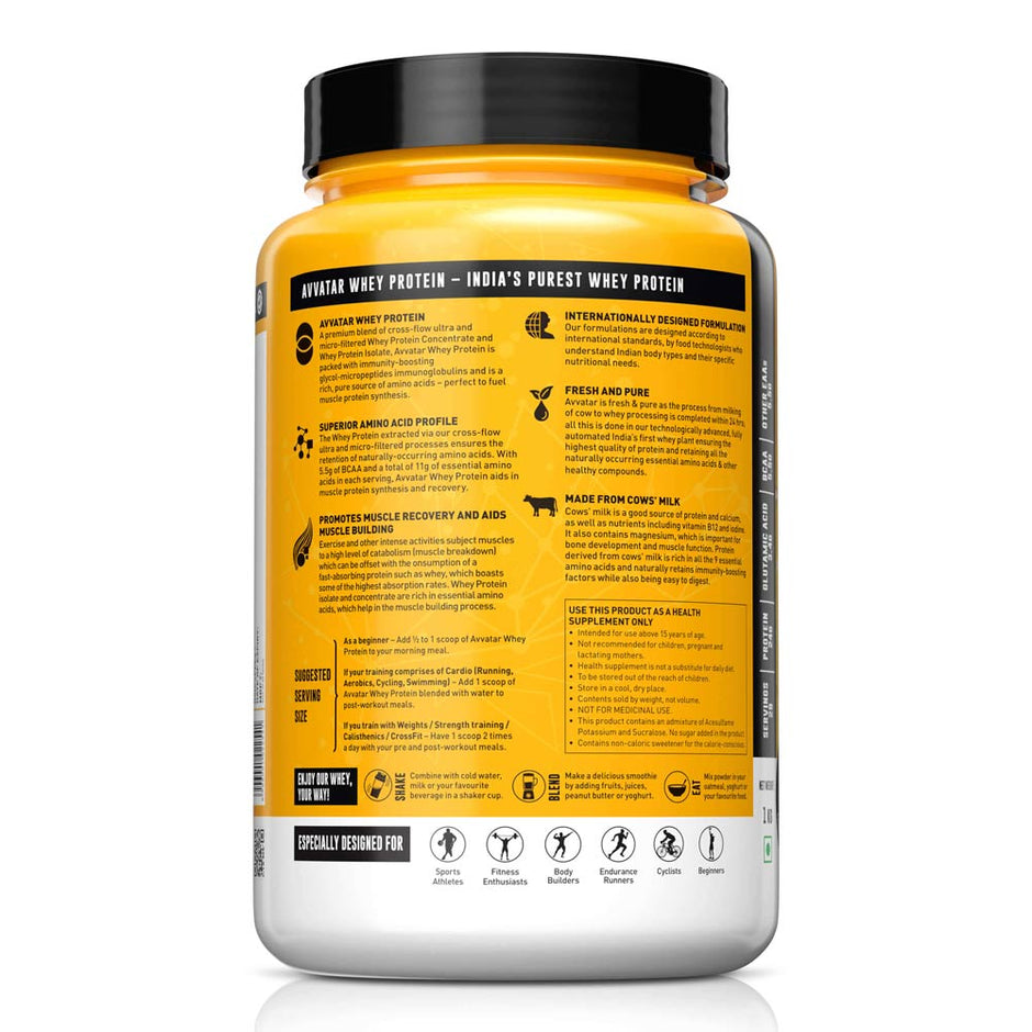 Avvatar WHEY PROTEIN | 1Kg | 28g Protein | 29 Servings | Isolate & Concentrate Blend