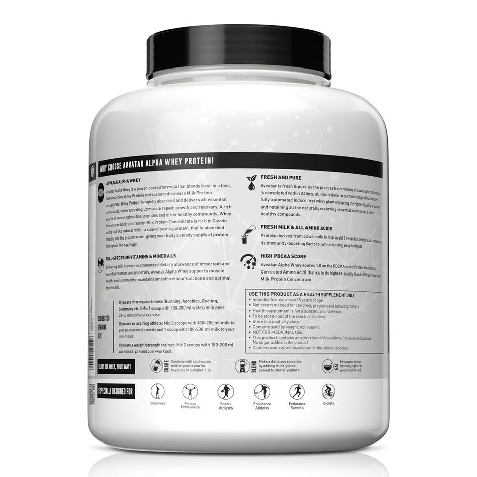 Avvatar ALPHA WHEY PROTEIN | 2Kg | 20g Protein | 66 Servings | for Muscle Growth and Lean Muscle Mass