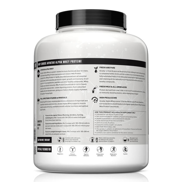 Avvatar ALPHA WHEY PROTEIN | 2Kg | 20g Protein | 66 Servings | for Muscle Growth and Lean Muscle Mass
