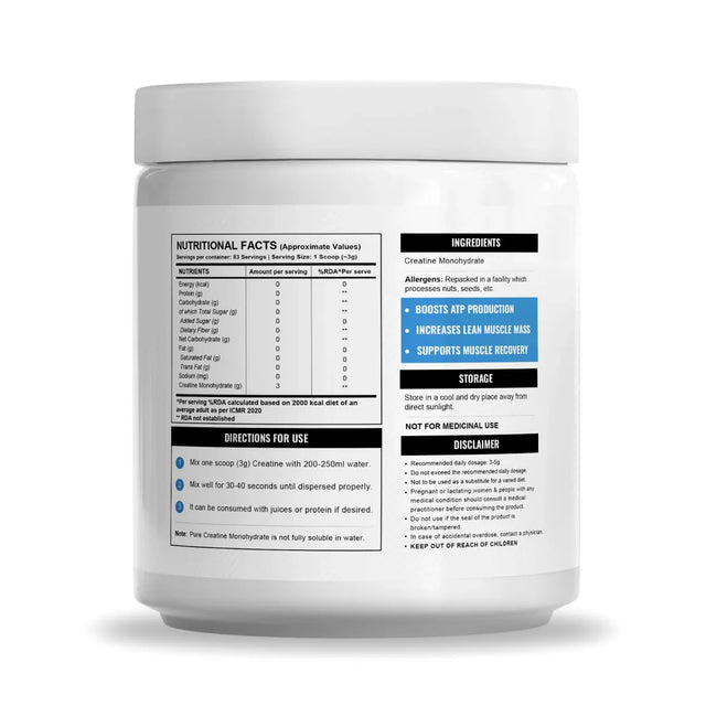 Wellcore Micronised Creatine Monohydrate, 250g
