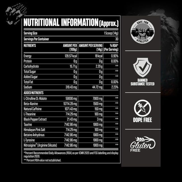 Big Muscles Nutrition Karnage Black Pre-workout, 30 Servings