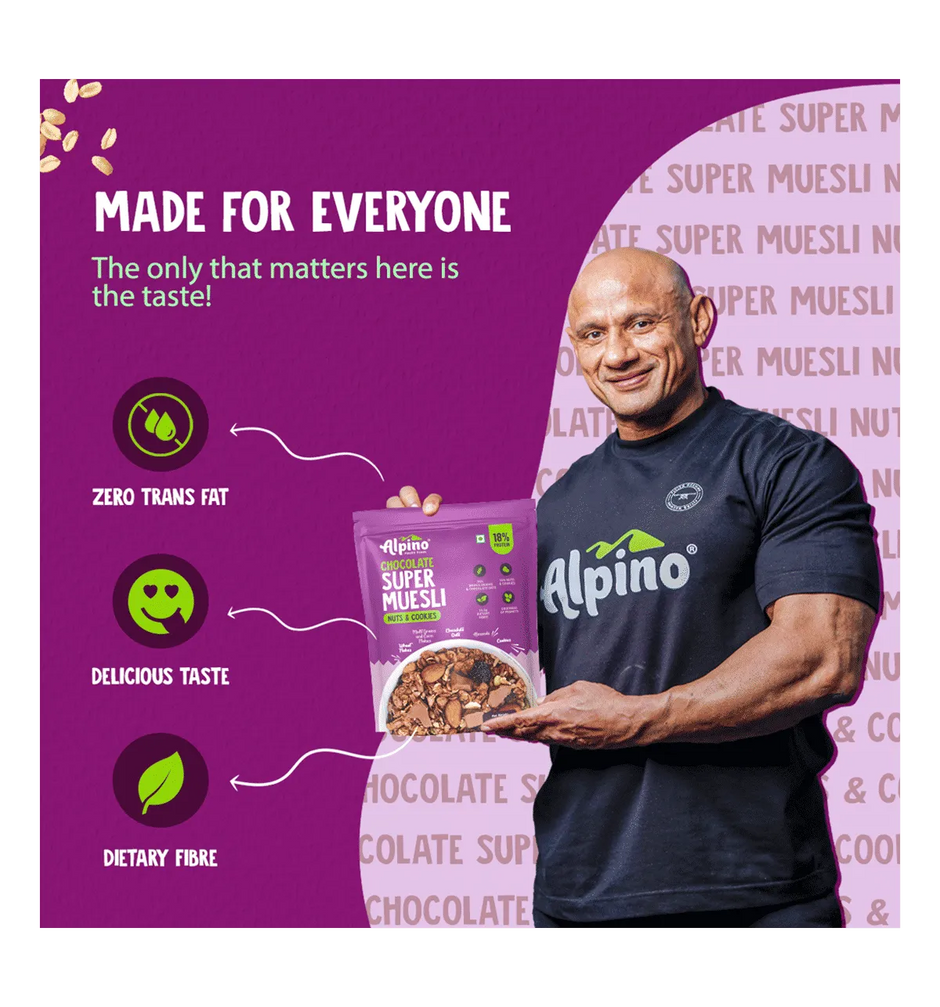 Alpino Protein Rich Super Muesli (Whole Grain Breakfast Cereal) - 750 gm