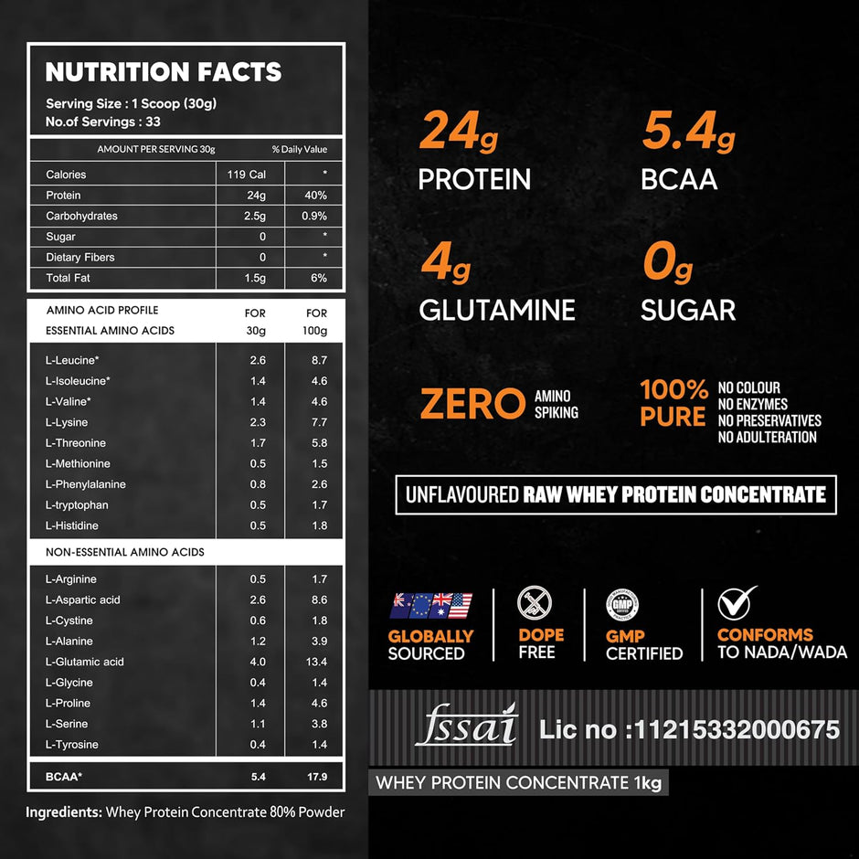 AS-IT-IS Nutrition Raw Whey Protein Concentrate 80% Unflavoured 1 kg