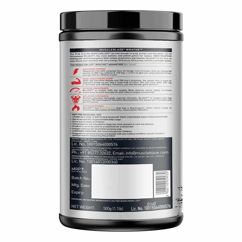 MuscleBlaze Pre-Workout WrathX - 30 Servings