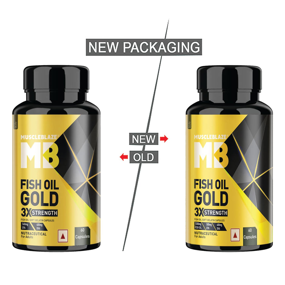 MuscleBlaze Fish Oil Gold 60 Capsules (with Higher Strength EPA & DHA )