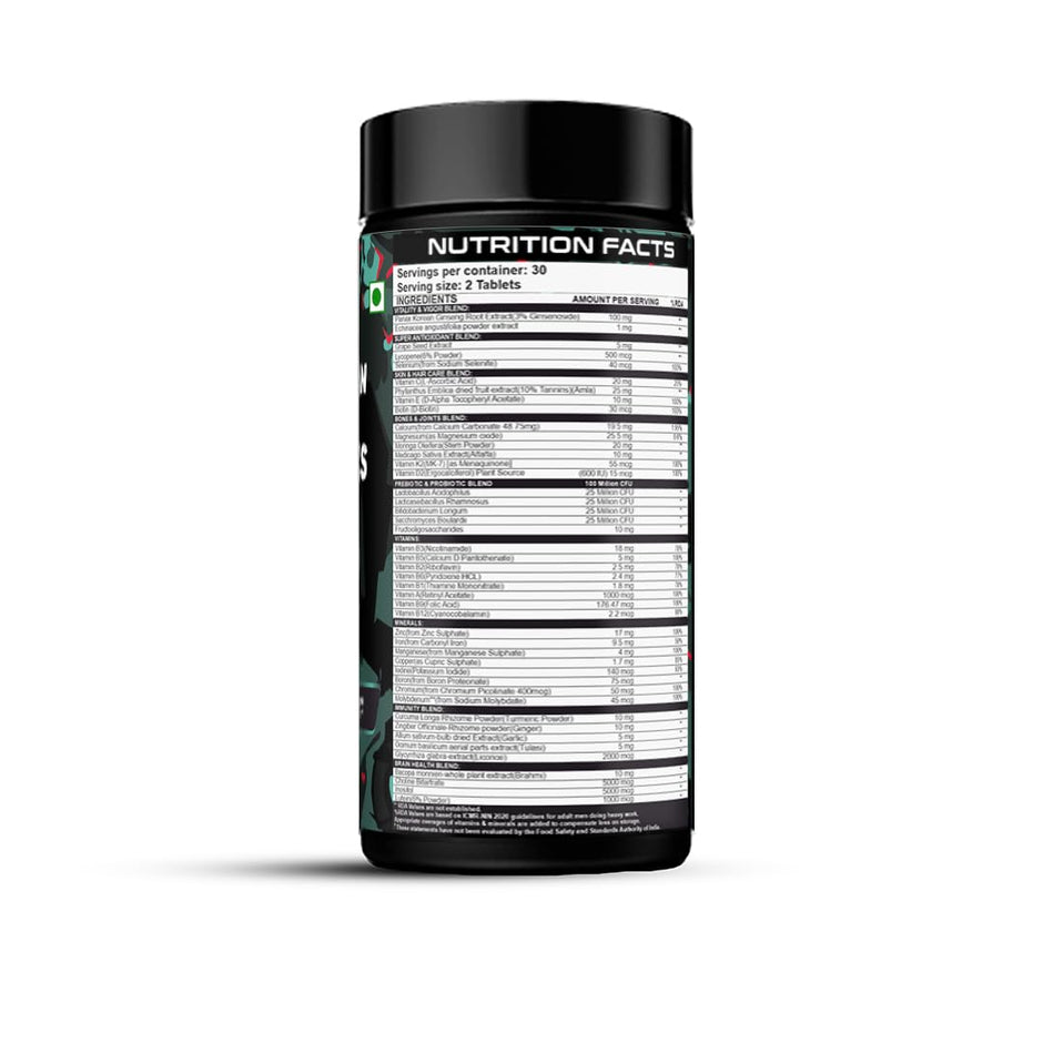 Ripped Up Nutrition Multivitamin with Probiotics-For Men and Women | 60 Veg tablets