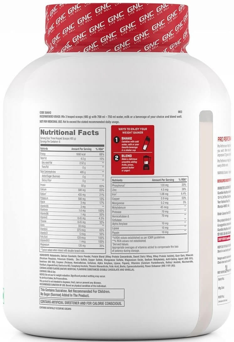 GNC Pro Performance Weight Gainer , 3 kg