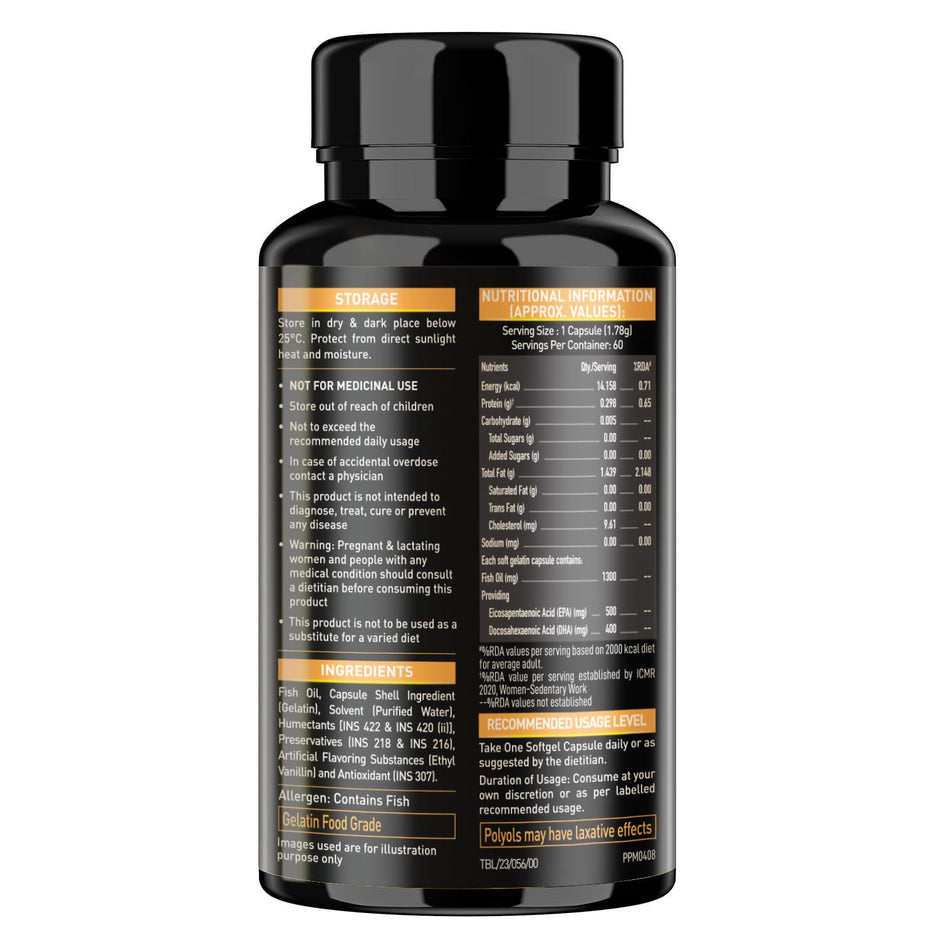 MuscleBlaze Fish Oil Gold 60 Capsules (with Higher Strength EPA & DHA )