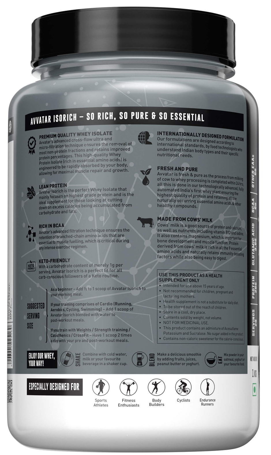Avvatar Isorich Whey Protein Isolate 1 kg