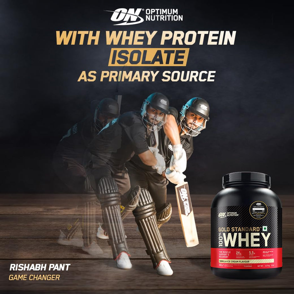 Optimum NCrition (ON) Gold Standard 100% Whey Protein Powder 5 lbs, 2.27 kgs (Double Rich Chocolate), for Muscle Support & Recovery, Vegetarian - Primary Source Whey Isolate