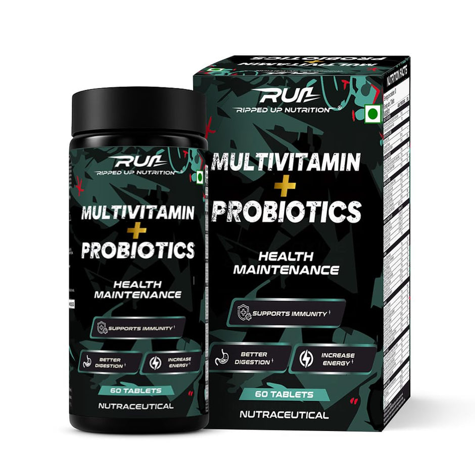 Ripped Up Nutrition Multivitamin with Probiotics-For Men and Women | 60 Veg tablets