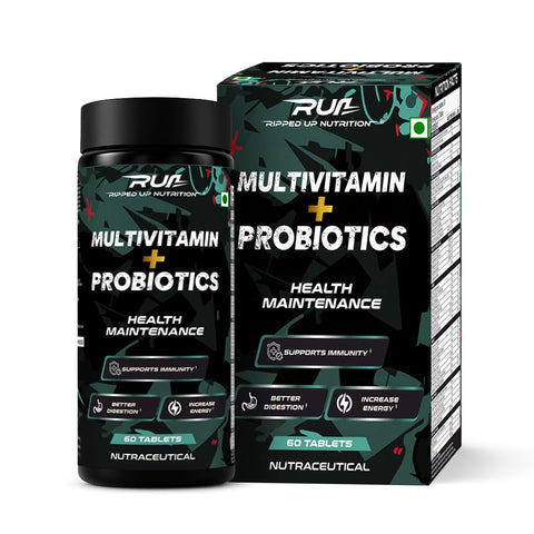 Ripped Up Nutrition Multivitamin with Probiotics-For Men and Women | 60 Veg tablets