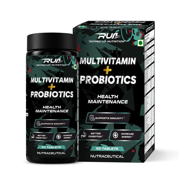 Ripped Up Nutrition Multivitamin with Probiotics-For Men and Women | 60 Veg tablets
