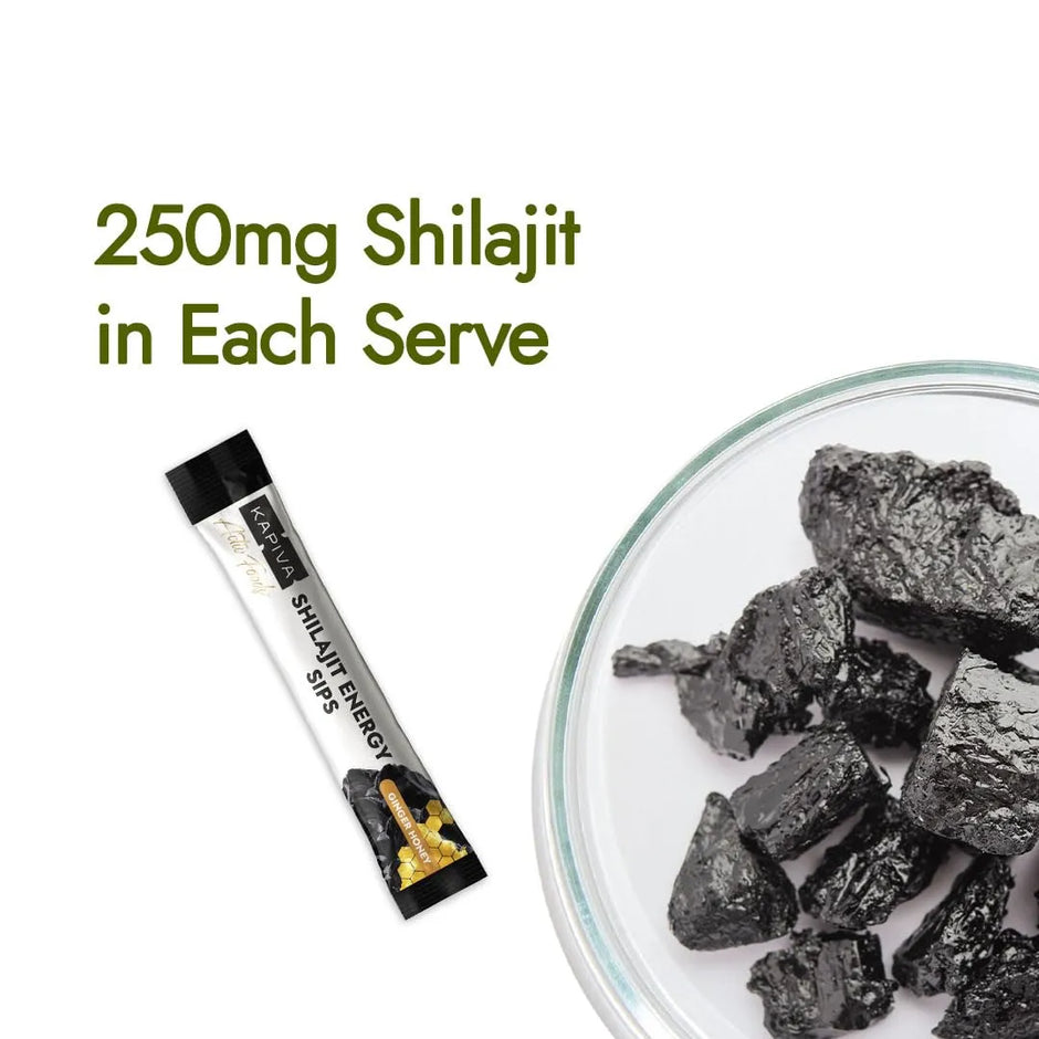 Kapiva Shilajit Energy Sips | 250mg Pure Shilajit | 30 Sachets