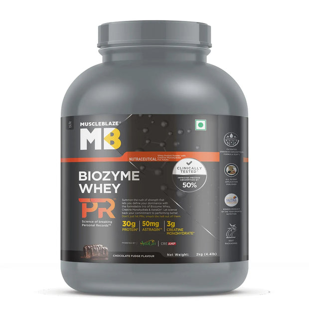 MuscleBlaze Biozyme PR Whey Protein Powder 4.4 lbs – Chocolate Fudge