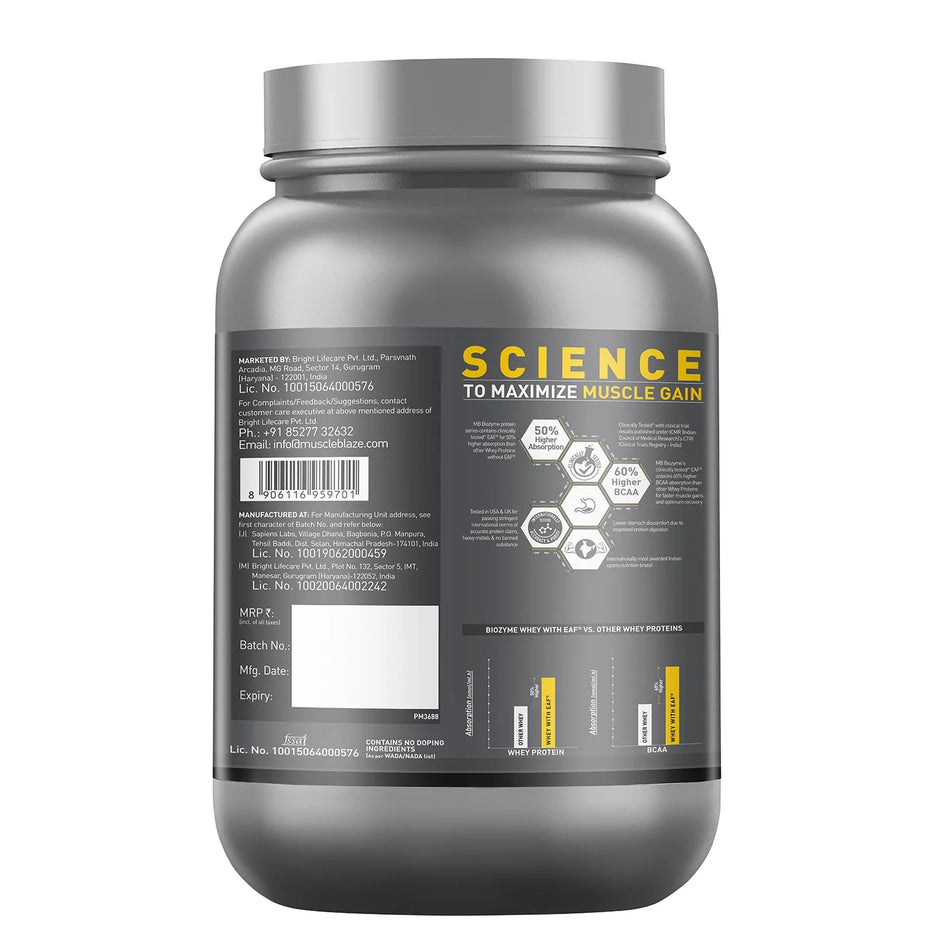 MuscleBlaze Biozyme Iso-Zero Powder | 1 kg (2.2 lb)