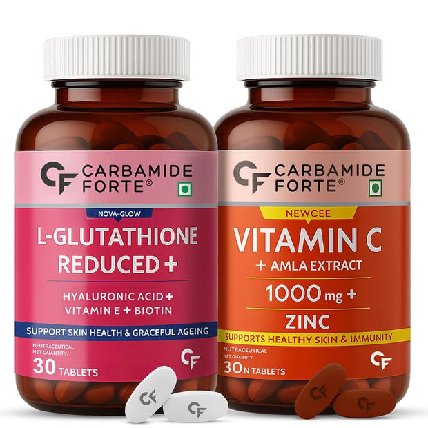 Carbamide Forte L-Glutathione 500mg with Vitamin C | Amla Extract | 30 Veg Tablets each