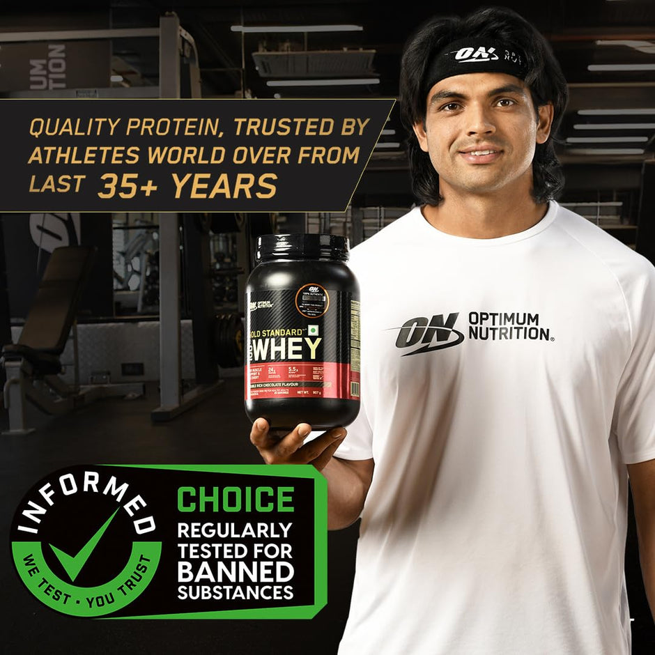 Optimum NCrition (ON) Gold Standard 100% Whey Protein Powder 5 lbs, 2.27 kgs (Double Rich Chocolate), for Muscle Support & Recovery, Vegetarian - Primary Source Whey Isolate