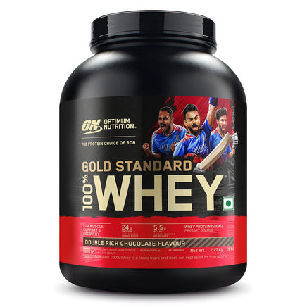 Optimum NCrition (ON) Gold Standard 100% Whey Protein Powder 5 lbs, 2.27 kgs (Double Rich Chocolate), for Muscle Support & Recovery, Vegetarian - Primary Source Whey Isolate