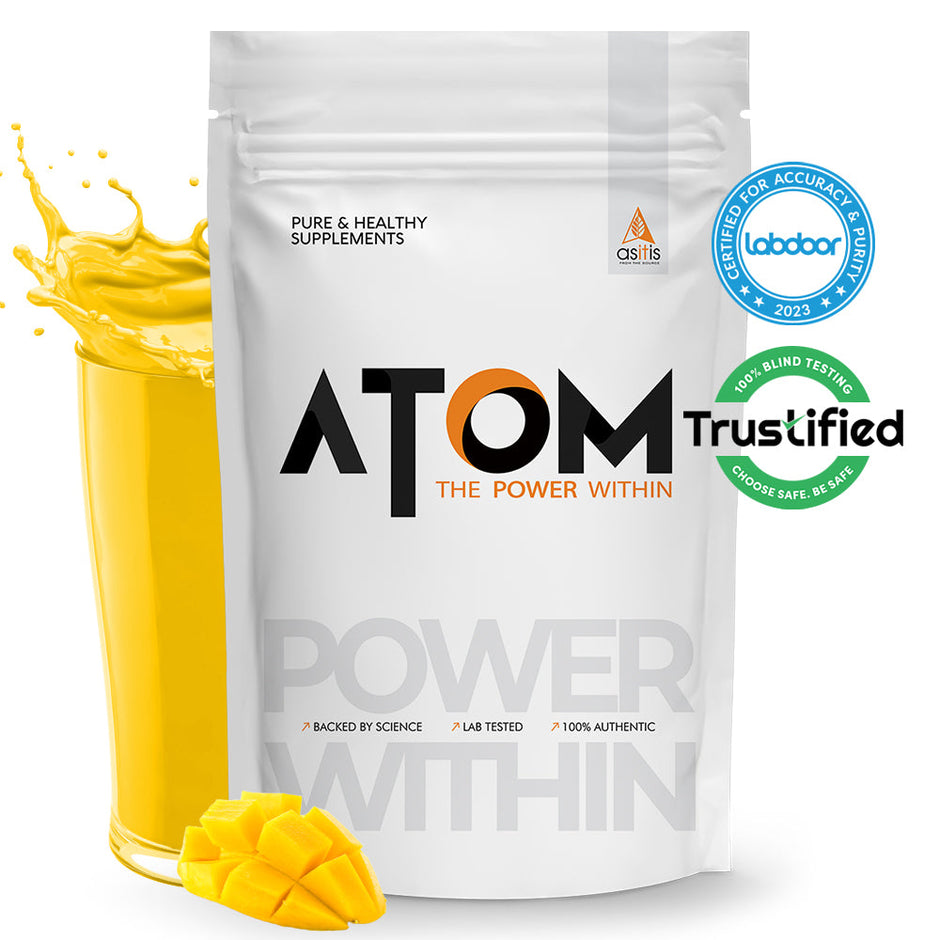 AS-IT-IS ATOM Whey Protein 2 Kg | 27g protein | Isolate & Concentrate | USA Labdoor Certified | With Digestive Enzymes for better absorption