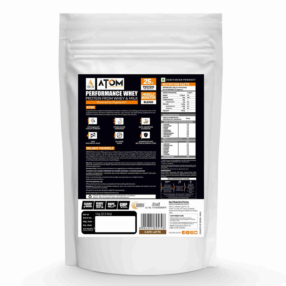 AS-IT-IS ATOM Performance Whey 1Kg | With Safed Musli & Mucuna Pruriens | For Faster Recovery | Highly Bioavailable