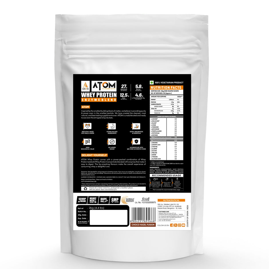 AS-IT-IS Atom Whey Protein with Digestive Enzymes 4.4 Lbs (2 kg )