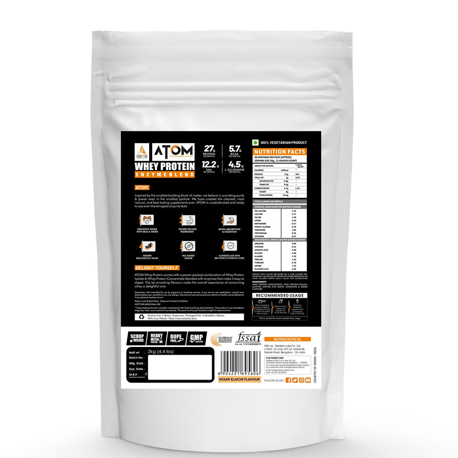 AS-IT-IS Atom Whey Protein with Digestive Enzymes 4.4 Lbs (2 kg )