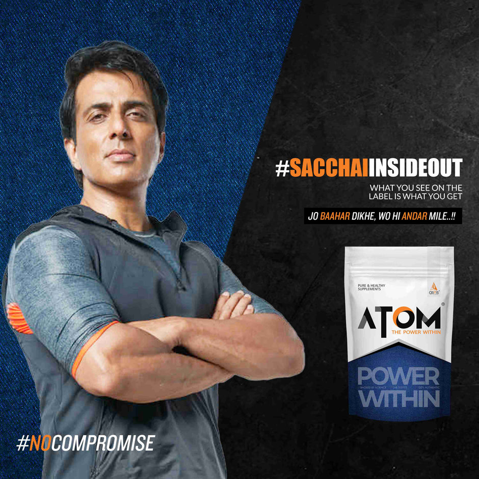 AS-IT-IS ATOM Mass Gainer 1 Kg, 19 servings | 5:1 Carb-Protein Ratio | Powered with BCAA, L-Glutamine, Tribulus, Ashwagandha