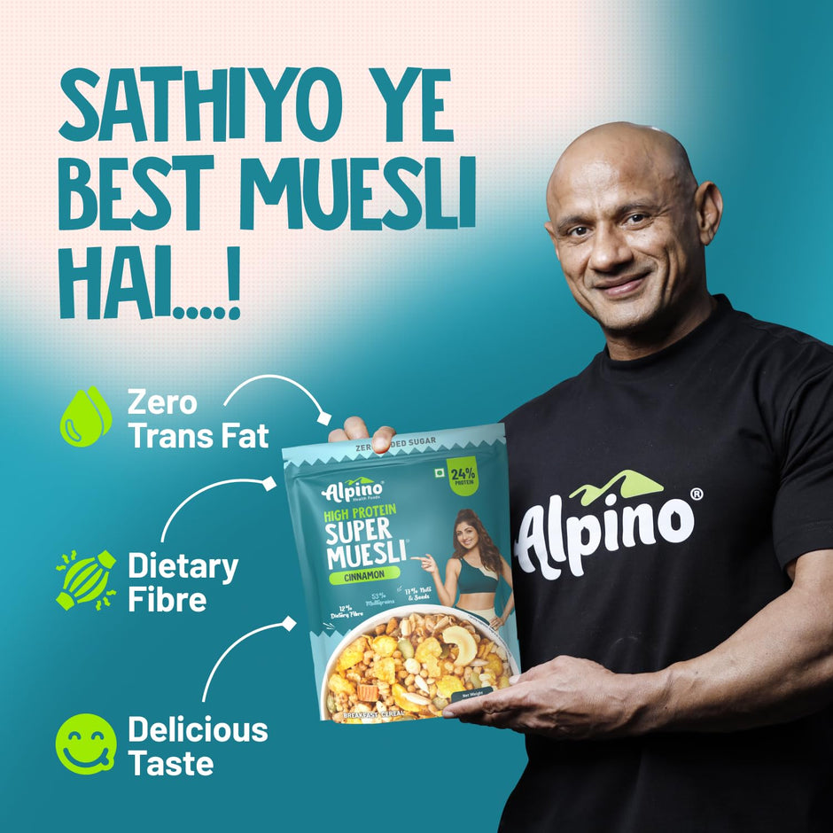 Alpino Protein Rich Super Muesli (Whole Grain Breakfast Cereal) - 750 gm