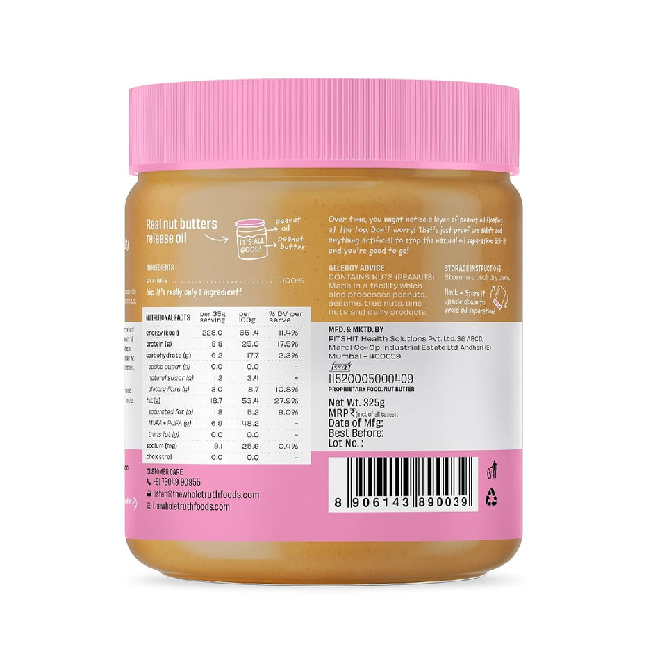 The Whole Truth Peanut Butter (Unsweetened) - 325g