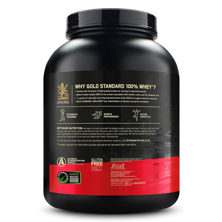 Optimum NCrition (ON) Gold Standard 100% Whey Protein Powder 5 lbs, 2.27 kgs (Double Rich Chocolate), for Muscle Support & Recovery, Vegetarian - Primary Source Whey Isolate