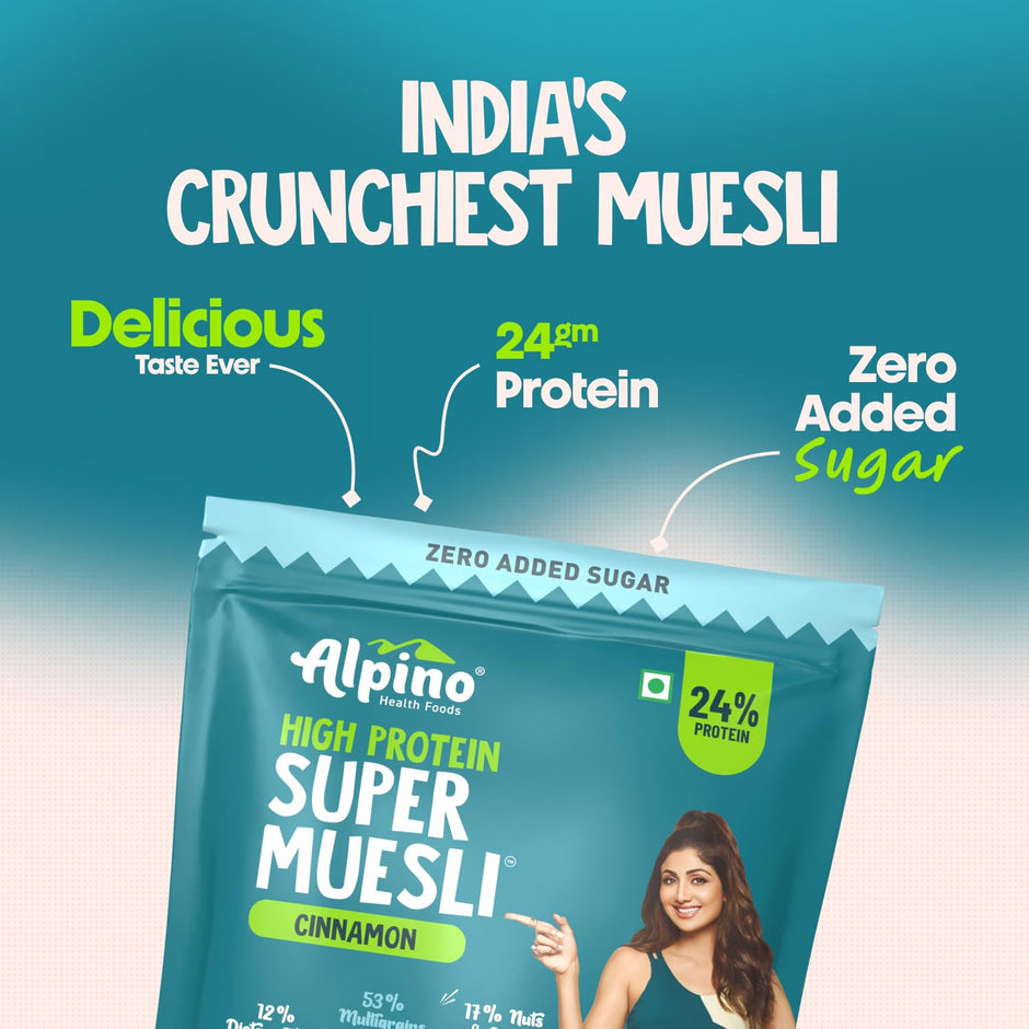 Alpino Protein Rich Super Muesli (Whole Grain Breakfast Cereal) - 750 gm