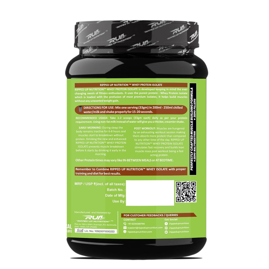 Ripped Up Nutrition 100% Pure Whey Protein Isolate - 1 kg