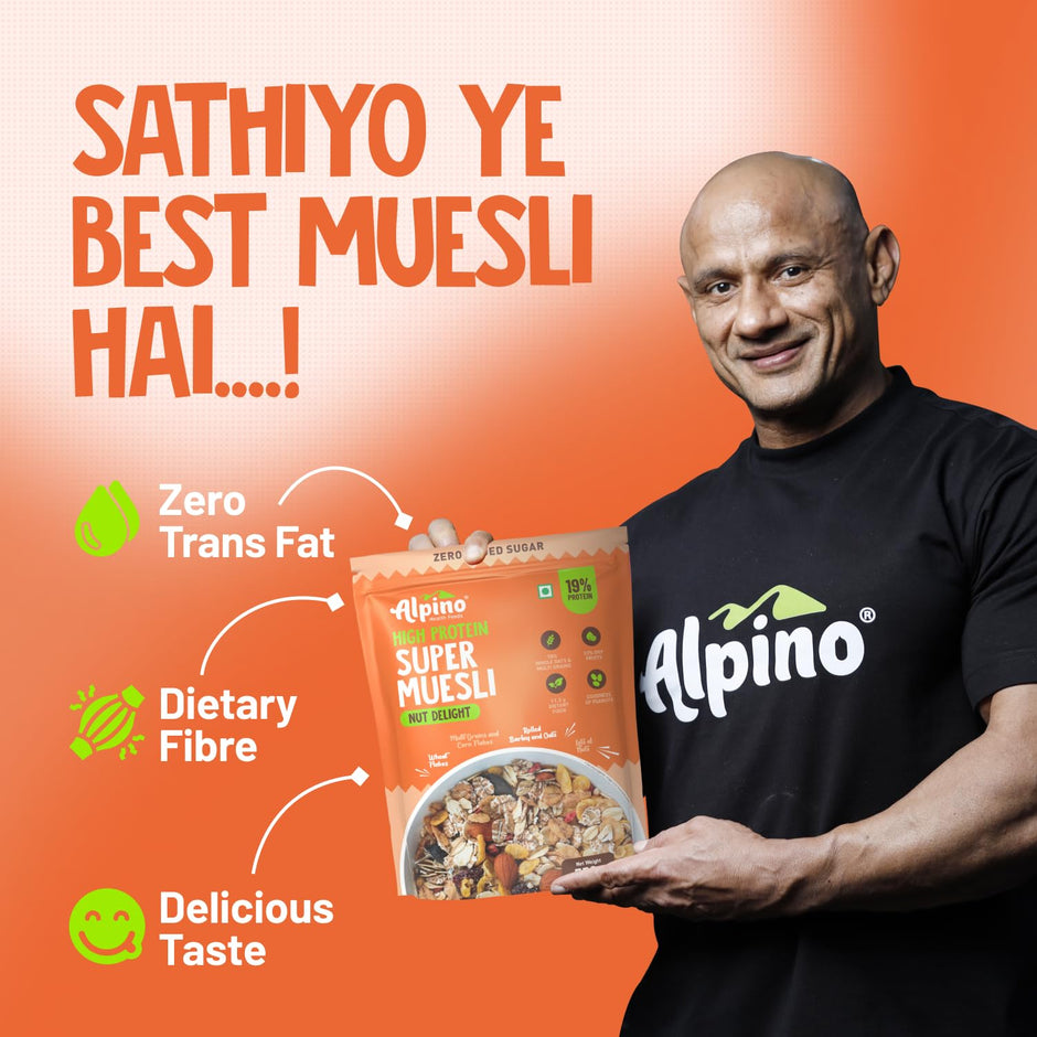 Alpino Protein Rich Super Muesli (Whole Grain Breakfast Cereal) - 750 gm
