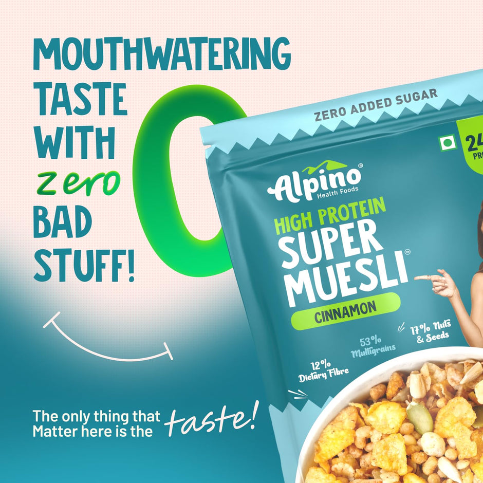 Alpino Protein Rich Super Muesli (Whole Grain Breakfast Cereal) - 750 gm
