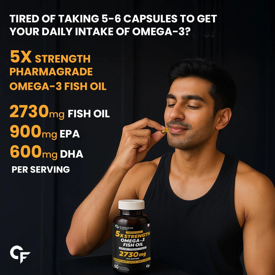 Carbamide Forte Omega 3 Fish Oil Capsules 2730mg with Aloe Vera | 60 Softgels | pack of 2