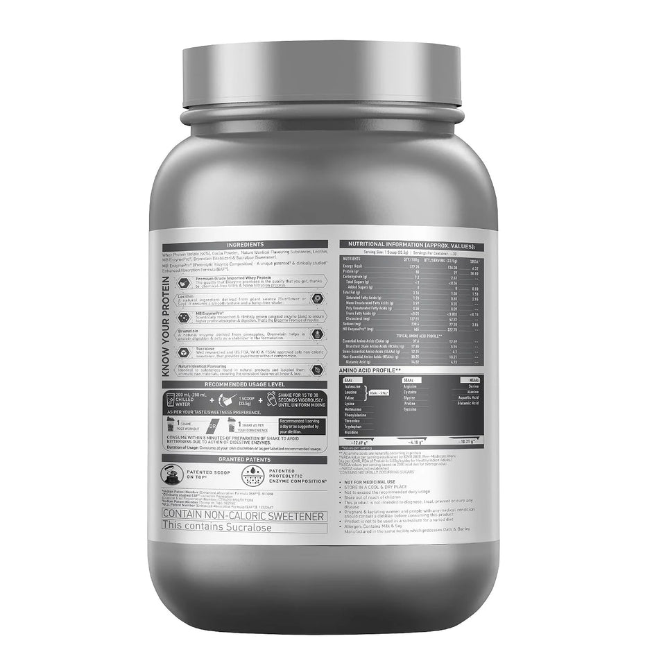 MuscleBlaze Biozyme Iso-Zero Powder | 1 kg (2.2 lb)