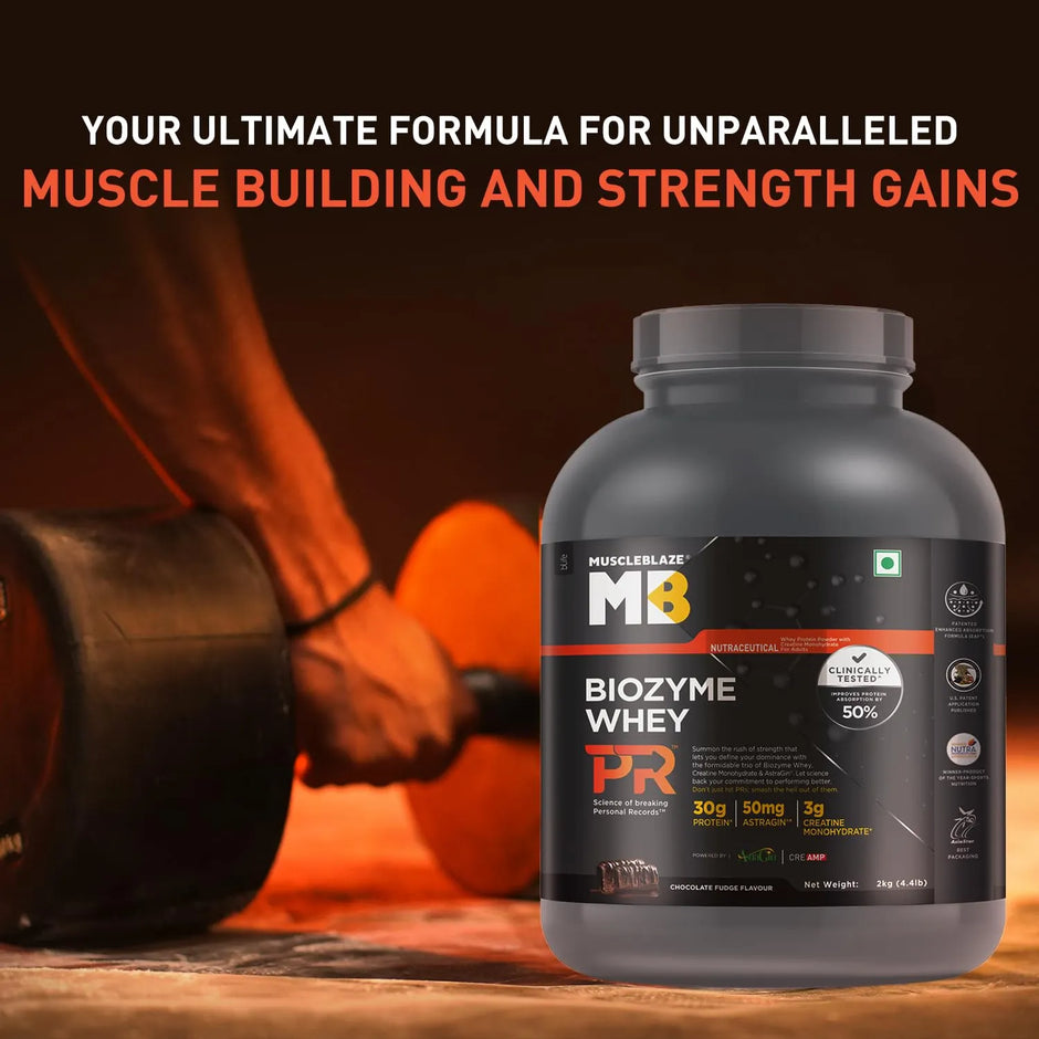 MuscleBlaze Biozyme PR Whey Protein Powder 4.4 lbs – Chocolate Fudge
