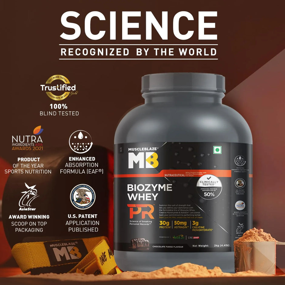 MuscleBlaze Biozyme PR Whey Protein Powder 4.4 lbs – Chocolate Fudge