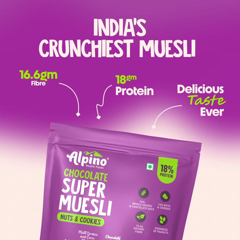Alpino Protein Rich Super Muesli (Whole Grain Breakfast Cereal) - 400 gm
