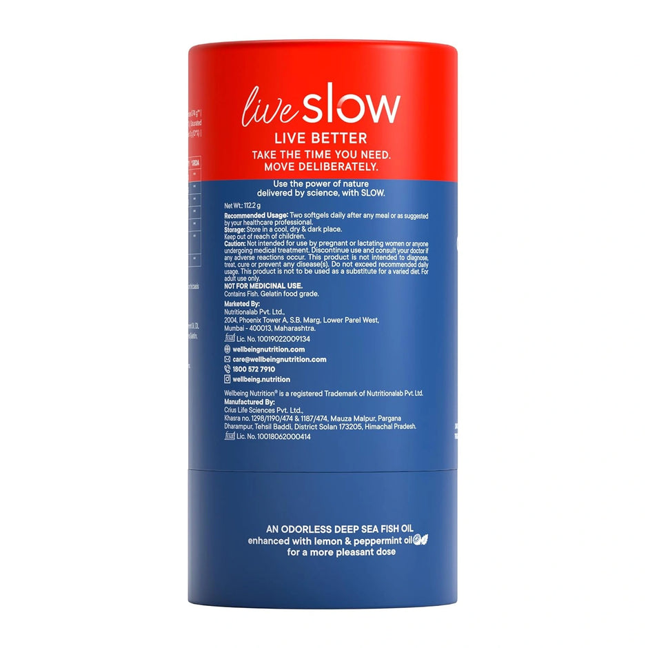Wellbeing Nutrition Slow 6x Strength Omega 3 | 2400mg with EPA 1080mg, DHA 800mg | 60 Capsules