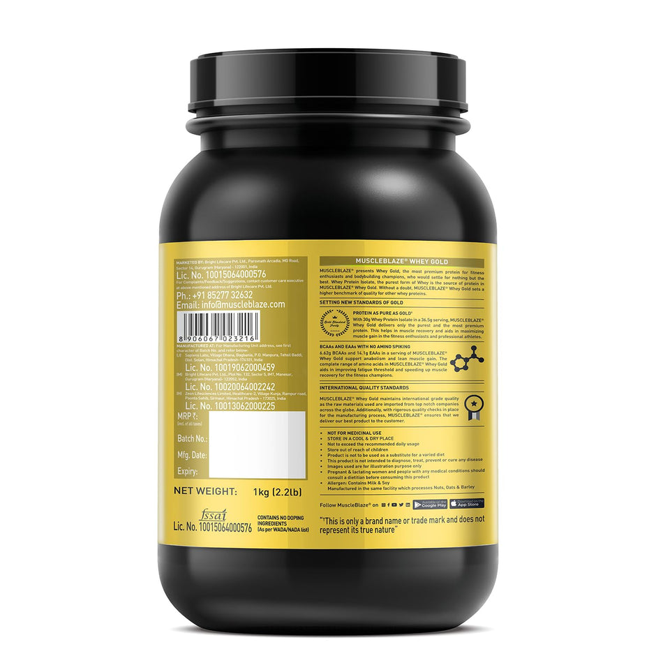 MuscleBlaze Whey Gold 100% Whey Isolate 1 Kg