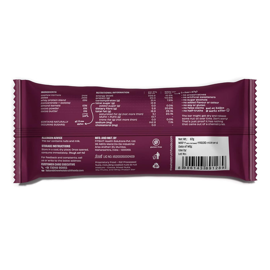 The Whole Truth Cocoa Protein Bar - 67g