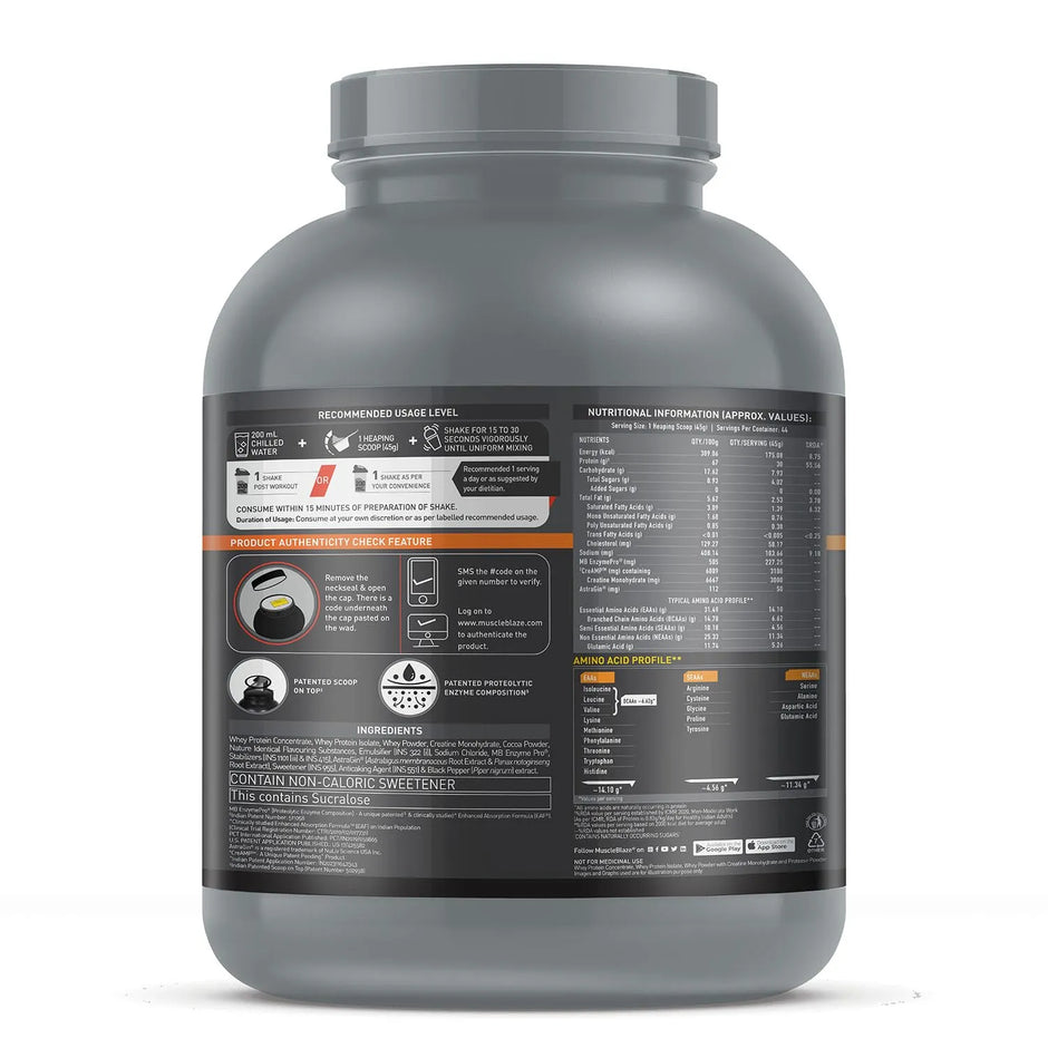 MuscleBlaze Biozyme PR Whey Protein Powder 4.4 lbs – Chocolate Fudge