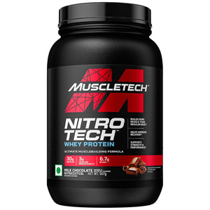 Muscletech Nitrotech Whey Protien Powder Ultimate Muscle Building Formula for Muscle Support & Recovery (30g Protein, 3g Creatine Monohydrate & 6.8g BCCA's) Vegetarian -907g