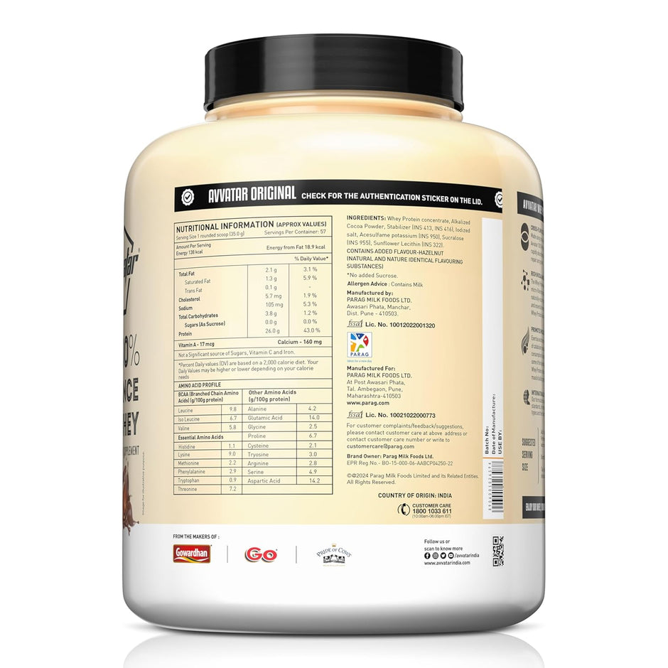 Avvatar PERFORMANCE WHEY PROTEIN | 2Kg | 25g Protein | 57 Servings