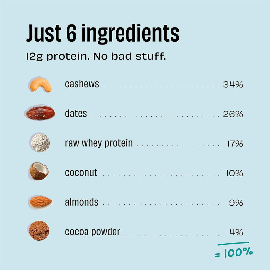 The Whole Truth - Protein Bars | Pack of 6 x 52g each | No Added Sugar | No Preservatives | No Artificial Sweeteners