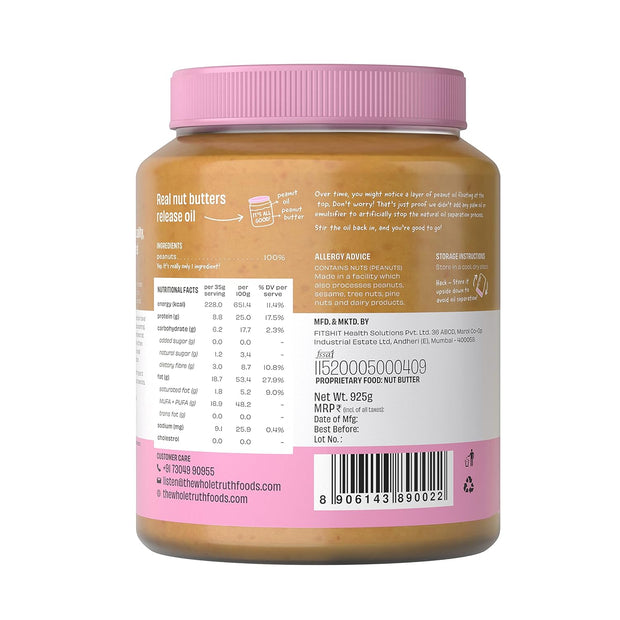 The Whole Truth Peanut Butter (Unsweetened) - 925g